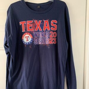 New! Collector’s 2023 Texas Rangers World Series Champions long sleeve t-shirt!